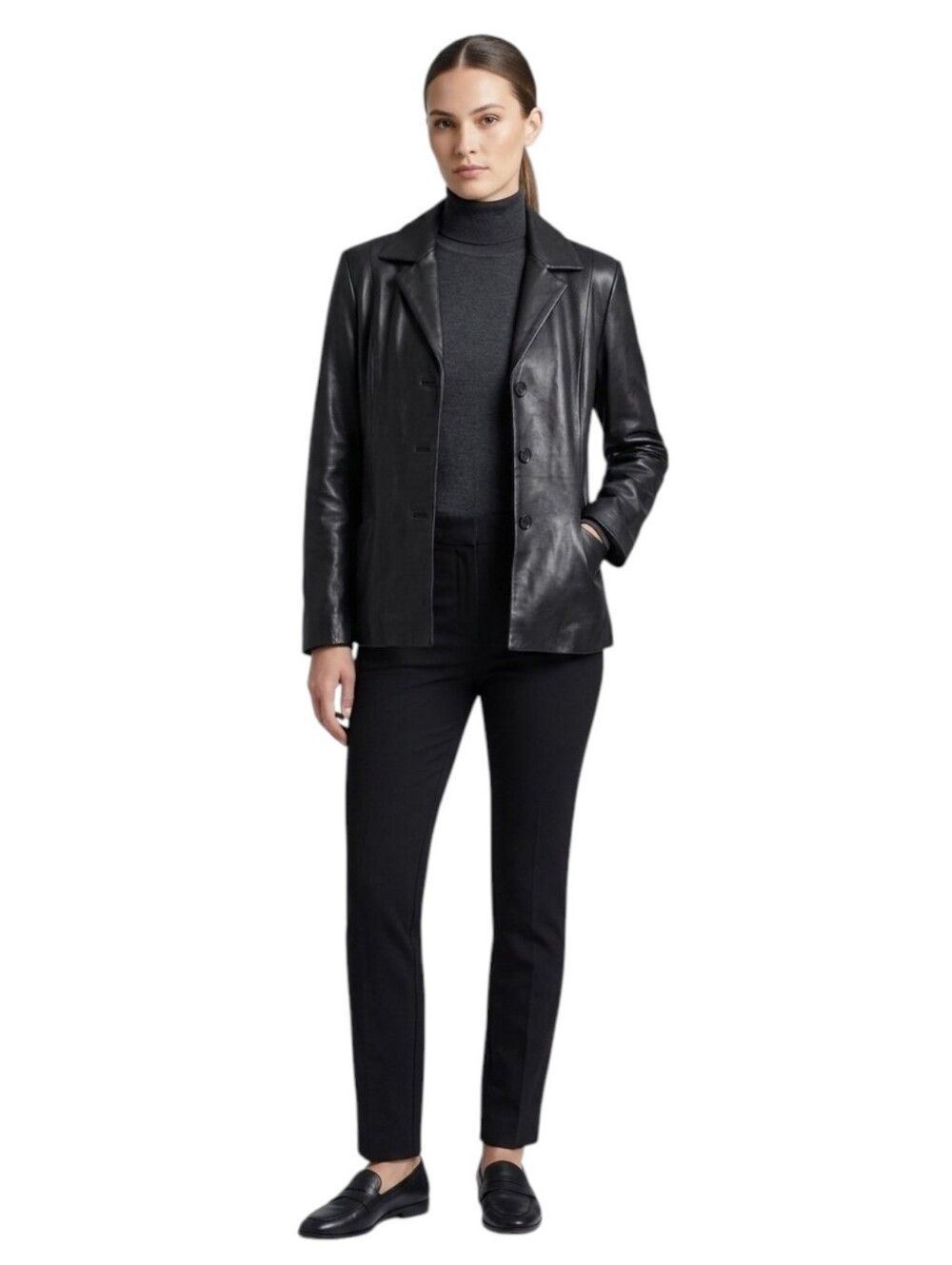 Couture By J. Park Genuine Lamb Leather Jacket - Size M Black